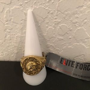NEW MEN’S GOLD STAINLESS STEEL RING BY ELITE FORCE WITH TAG SIZE 10